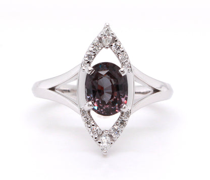 Color Changing Garnet Art Deco Diamond Ring