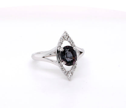 Color Changing Garnet Art Deco Diamond Ring