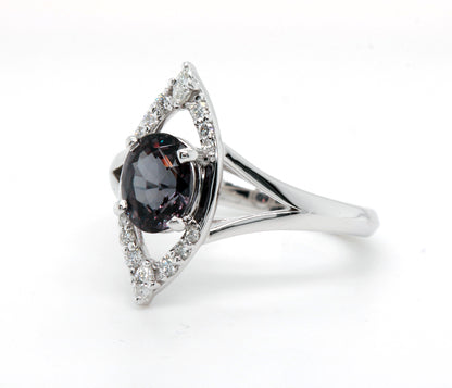 Color Changing Garnet Art Deco Diamond Ring