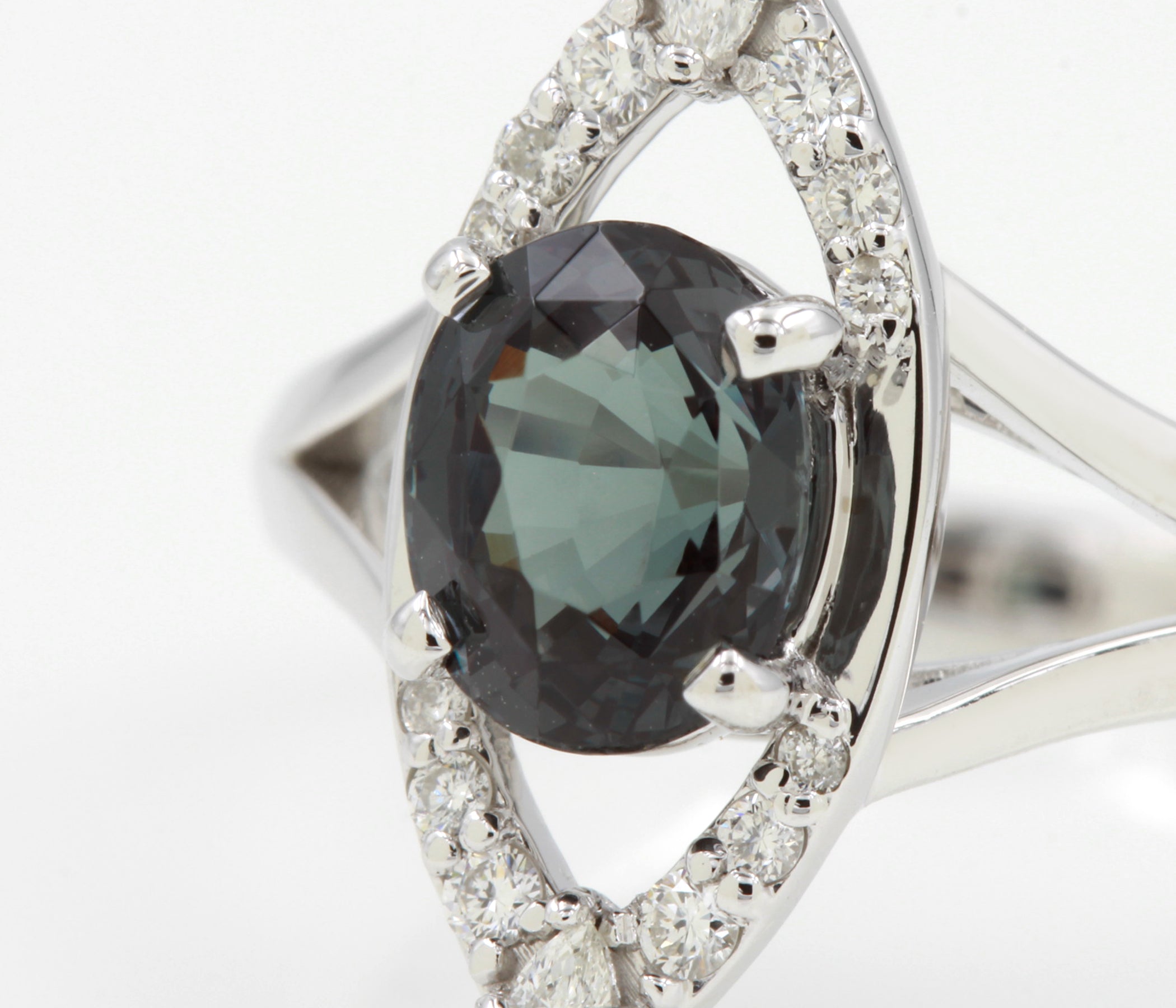 Color Changing Garnet Art Deco Diamond Ring