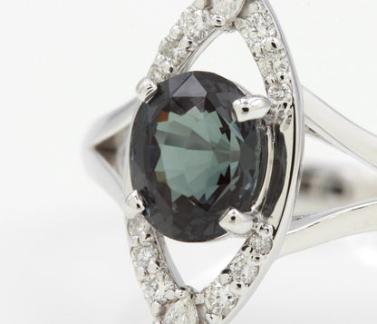 Color Changing Garnet Art Deco Diamond Ring