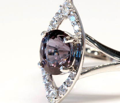 Color Changing Garnet Art Deco Diamond Ring