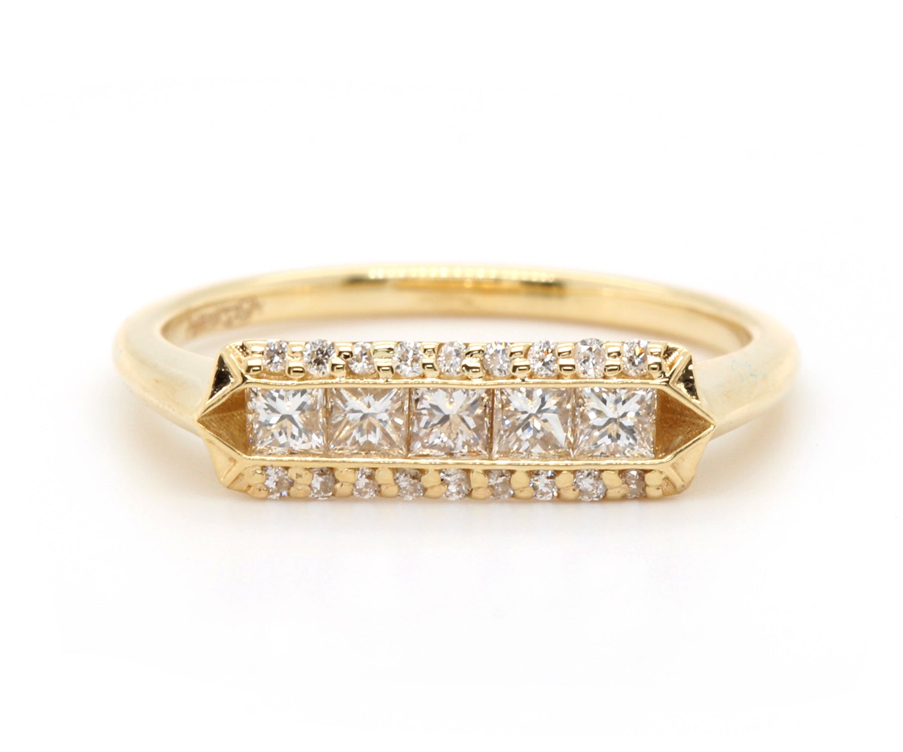 Art Deco Princess Diamond Gold Ring