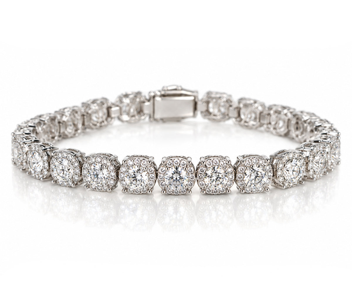 Round Halo Crystal Tennis Bracelet