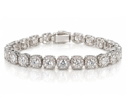 Round Halo Crystal Tennis Bracelet
