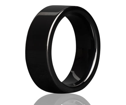 Black Ceramic Classic Flat Polished Ring