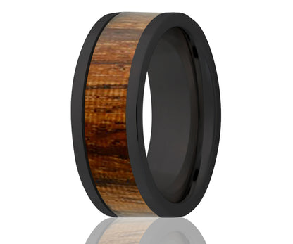 Black Diamond Ceramic Zebra Wood Ring