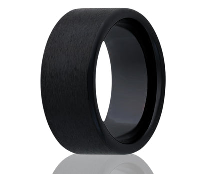 Black Ceramic Classic Flat Satin Ring