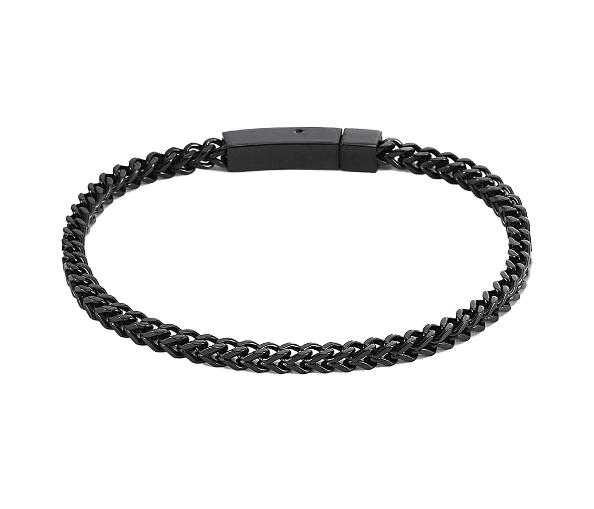 Franco Weave Link Black Steel Bracelet