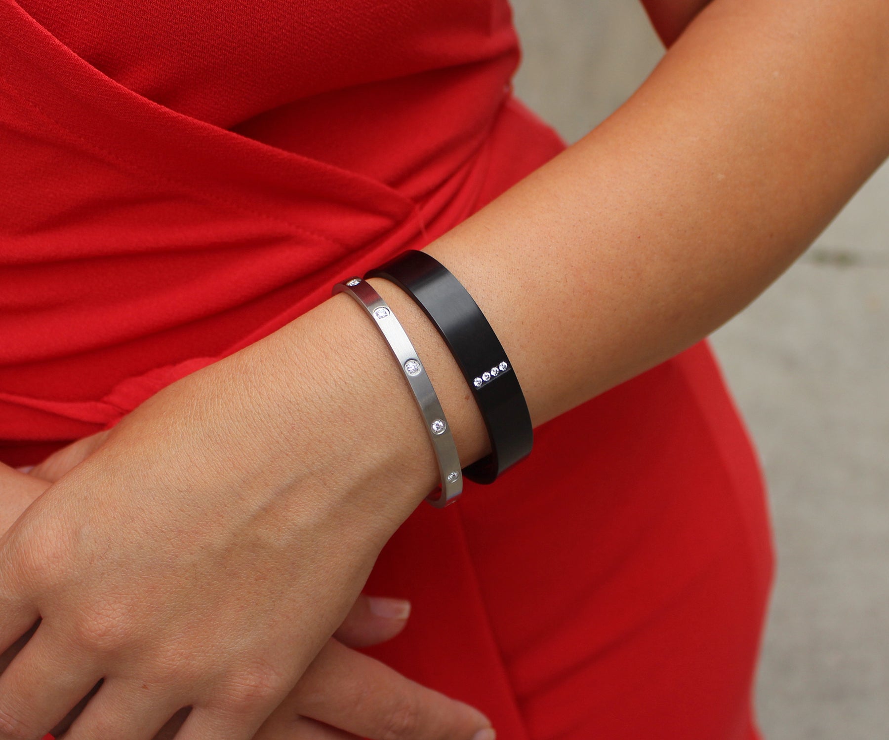 Pave Wide Black Bangle Bracelet