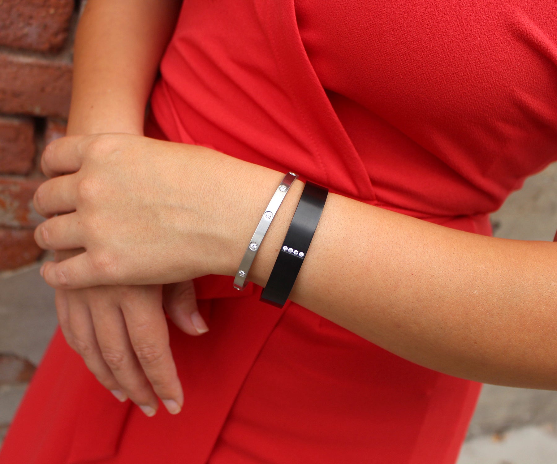 Pave Wide Black Bangle Bracelet