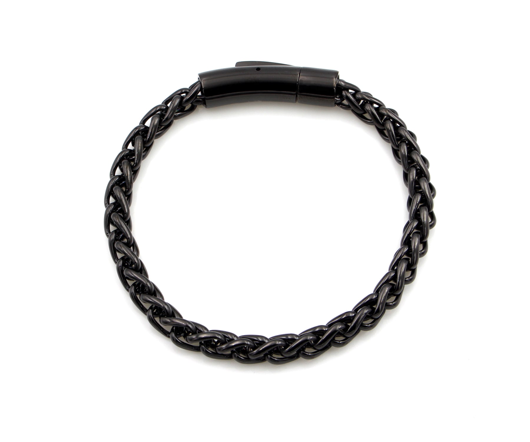 Men's Gents Black Stainless Steel Weave Link Bracelet