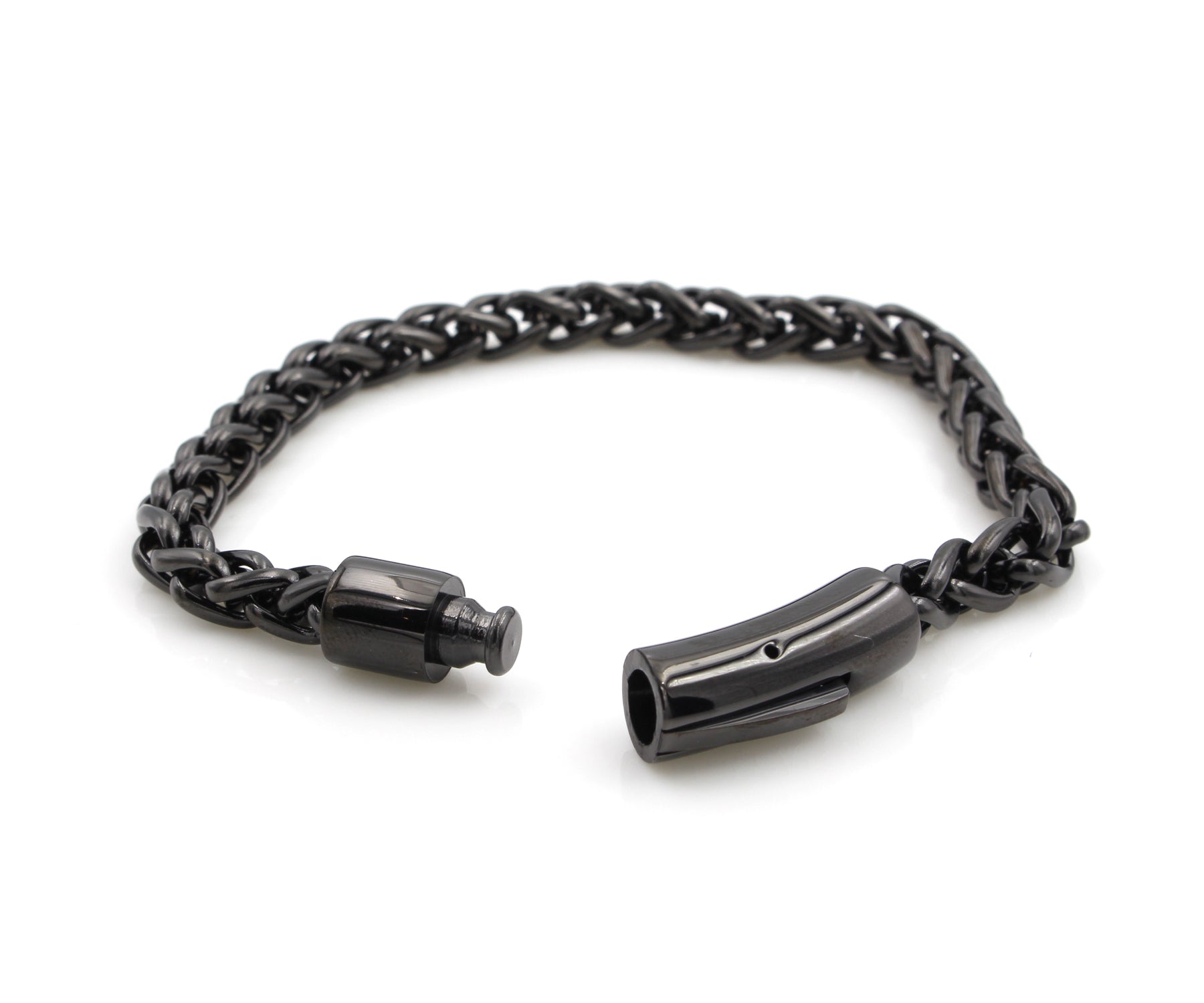 Pulsera de cuero con barra negra