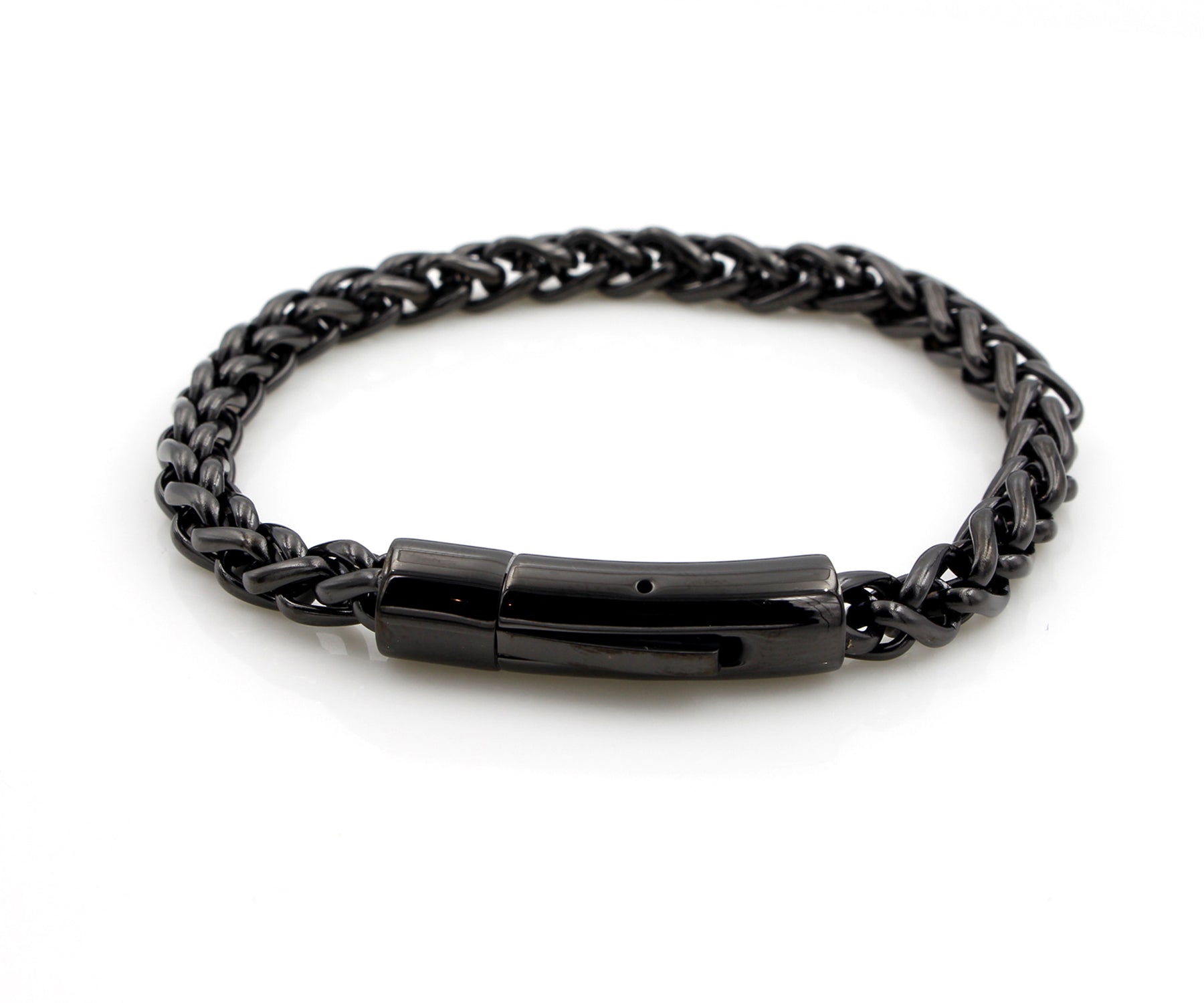 Pulsera de cuero con barra negra