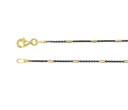 Bar Black Rhodium and Gold Cable Chain