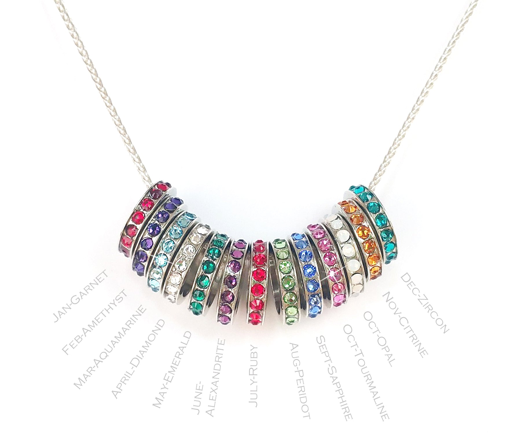 Collar de oro entrelazado con 4 piedras natales para madre