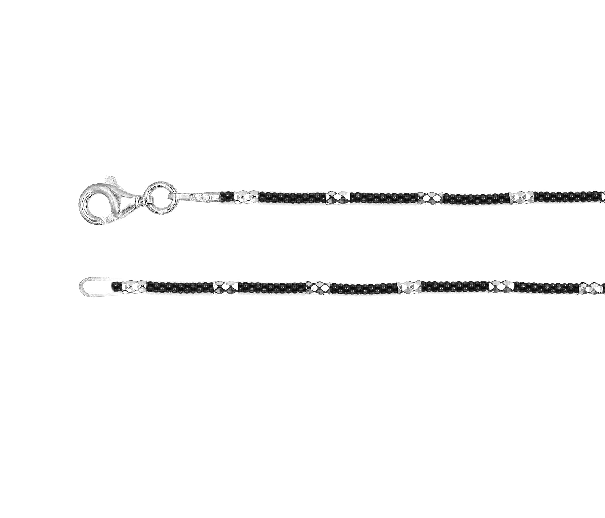 Black Rhodium and Silver Popcorn Diamond-cut Chain