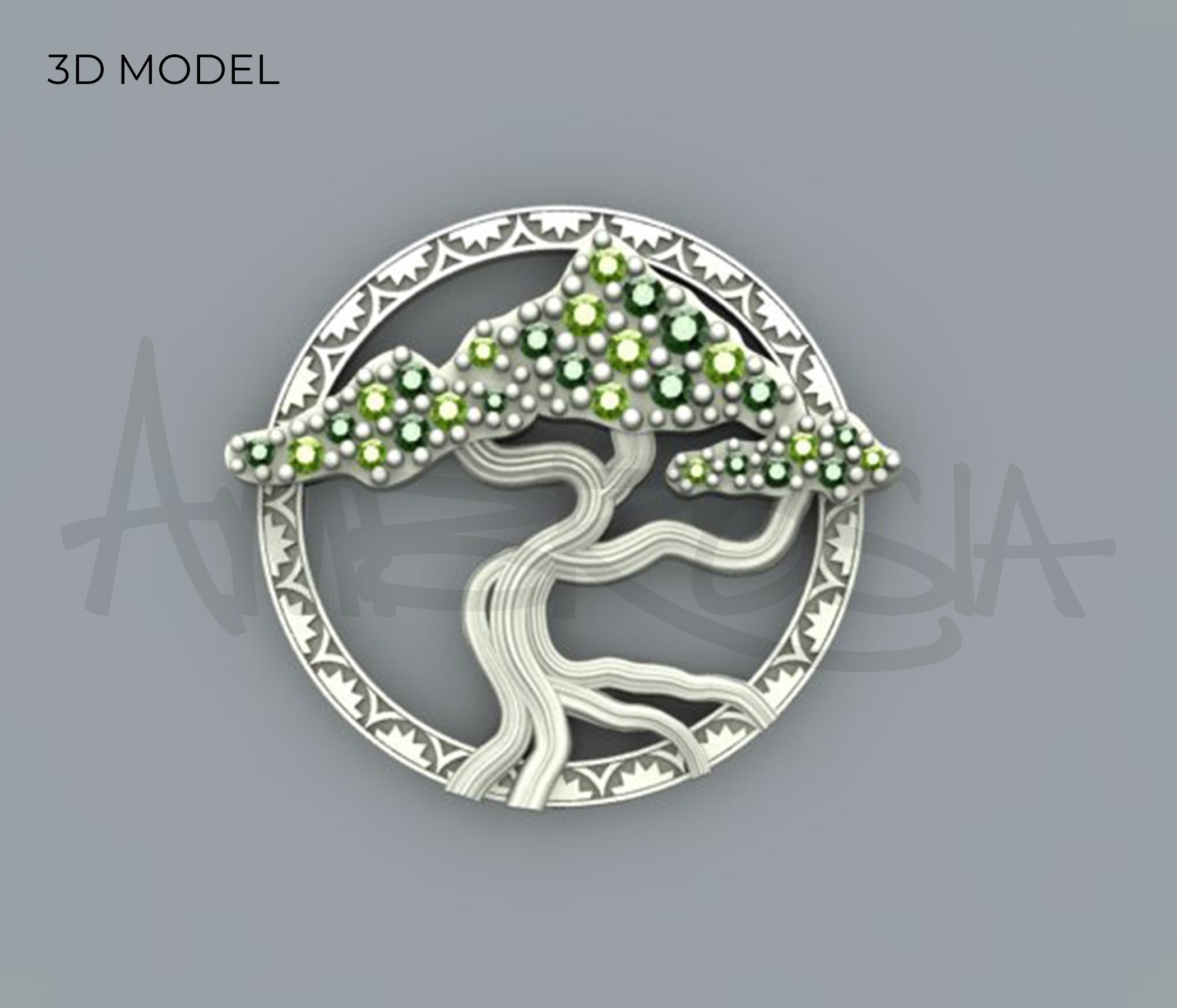 Green Garnet Peridot Bonsai Tree Necklace