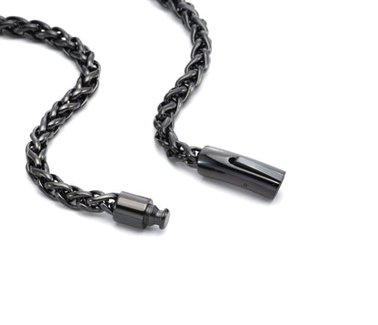 Mens Black Stainless Steel Weave Link Necklace