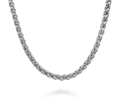 Mens Stainless Steel Weave Link Necklace