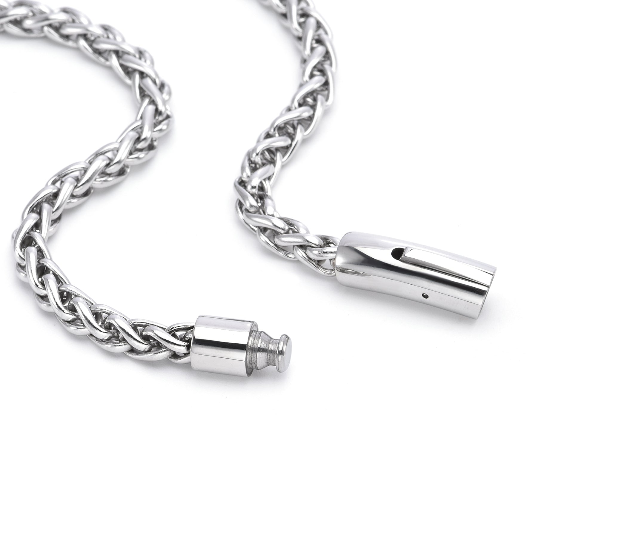 Mens Stainless Steel Weave Link Necklace