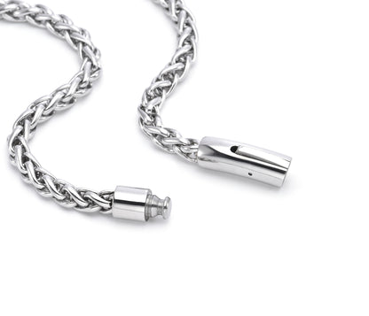 Mens Stainless Steel Weave Link Necklace