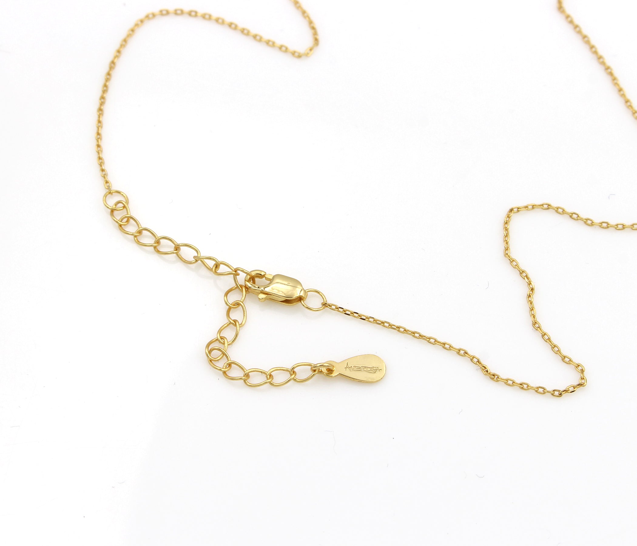 Hammered Small Hexagon Crystal Gold Necklace
