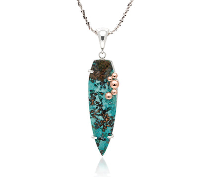 Large Confetti Chrysocolla Rose Gold Dimple Necklace