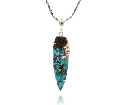 Large Confetti Chrysocolla Rose Gold Dimple Necklace
