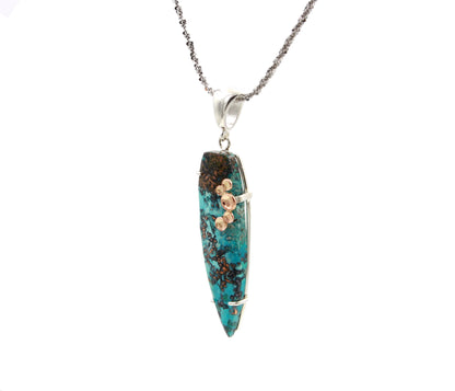 Large Confetti Chrysocolla Rose Gold Dimple Necklace