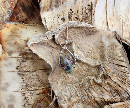 Confetti Chrysocolla Marquise Silver Necklace