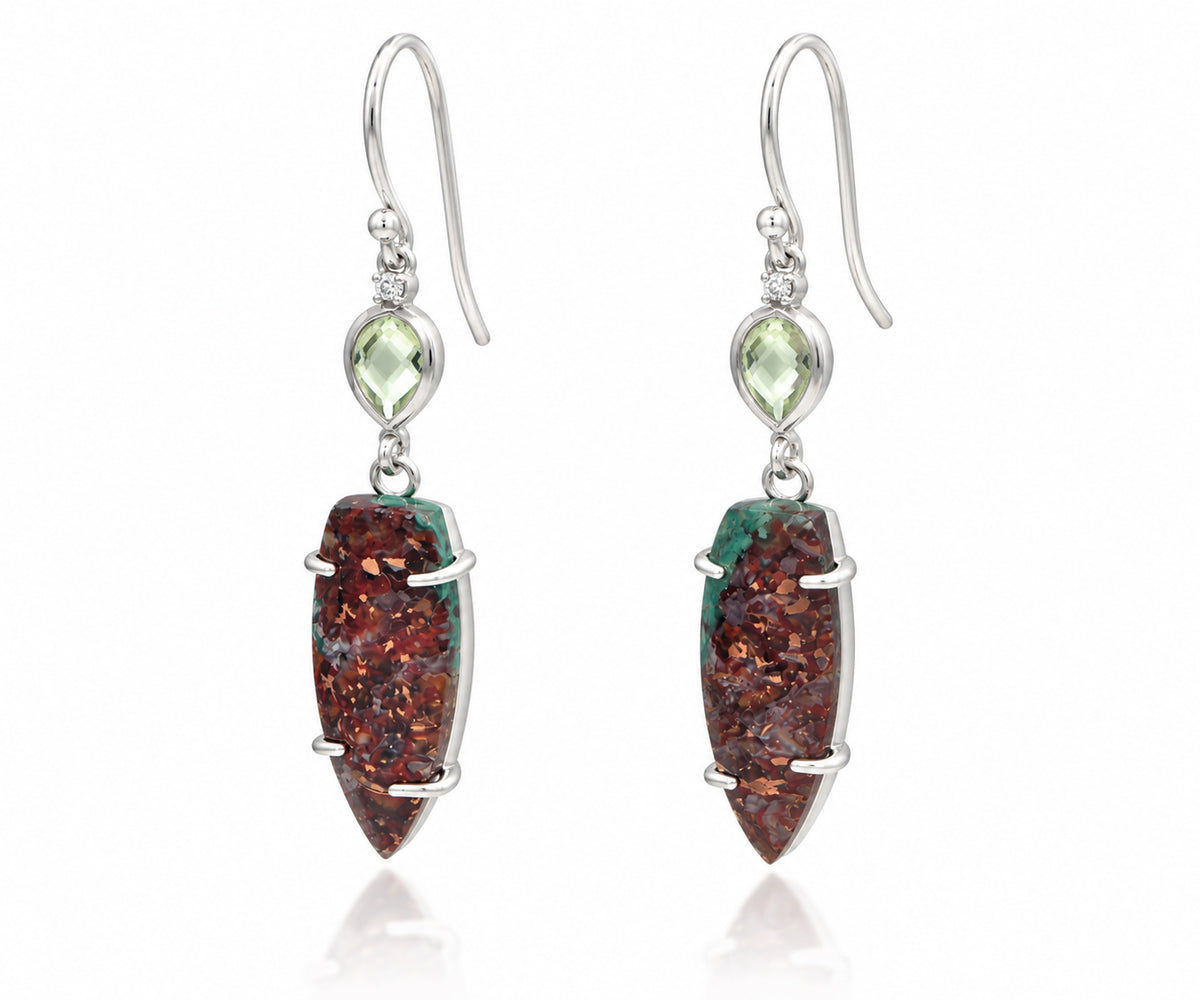 Copper Chrysocolla Green Amethyst Matching Set