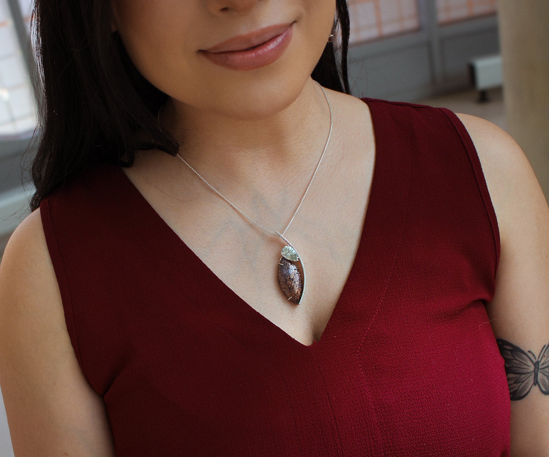 Collar rectangular de plata con crisocola