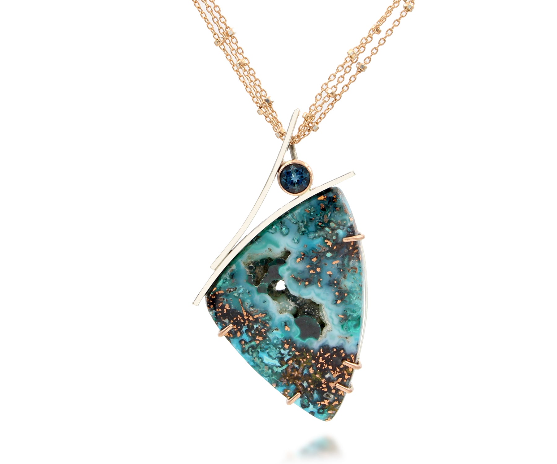 Chrysocolla Malachite Angular Topaz Necklace