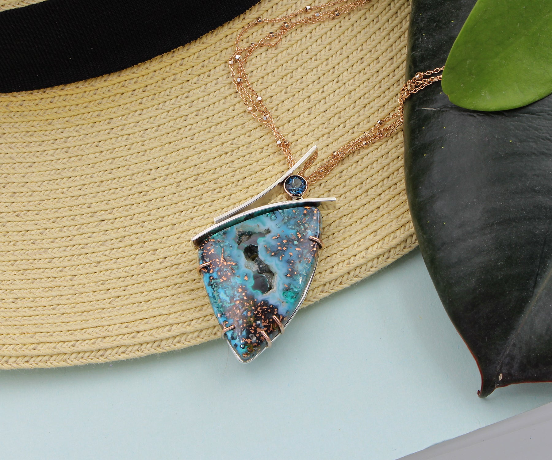 Chrysocolla Malachite Angular Topaz Necklace