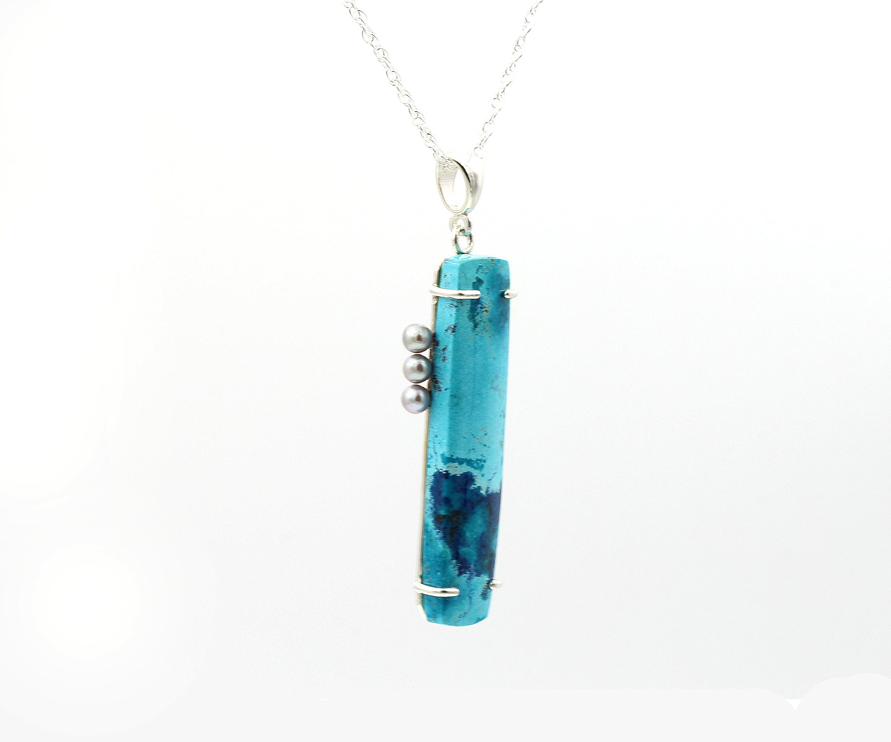 Collar rectangular de plata con crisocola