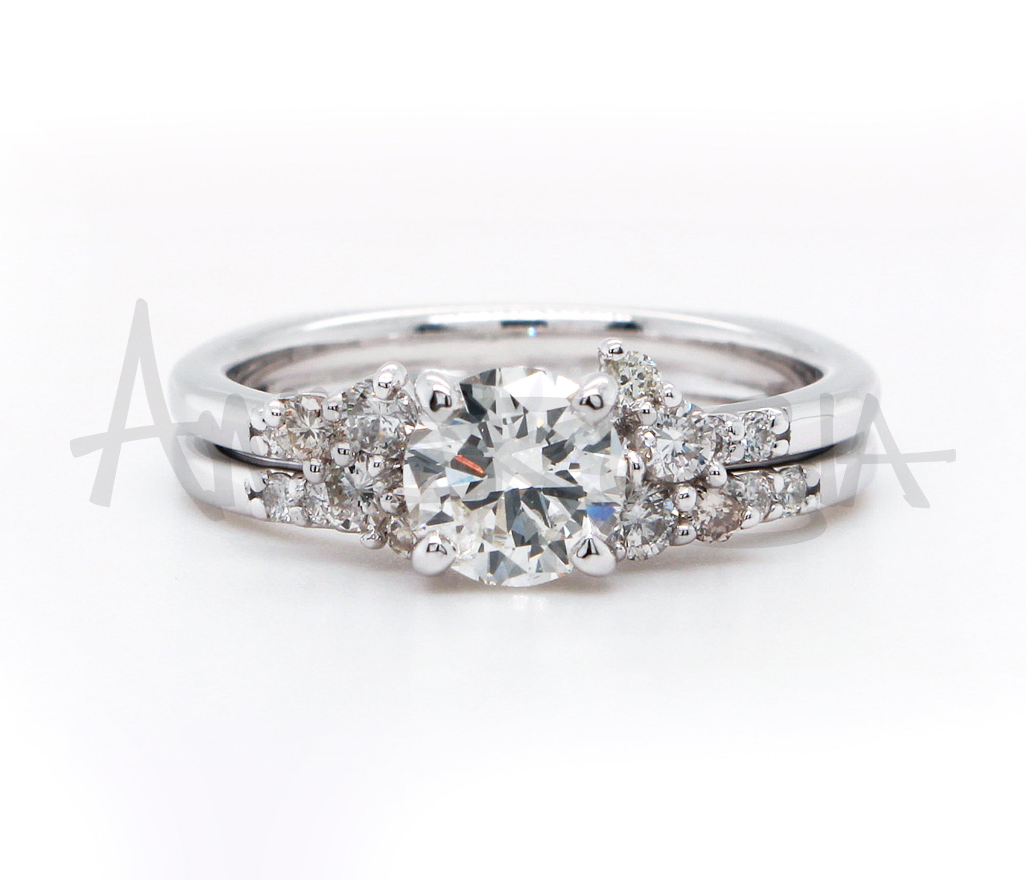 Interlocking Floral Cluster Interlocking Wedding Ring