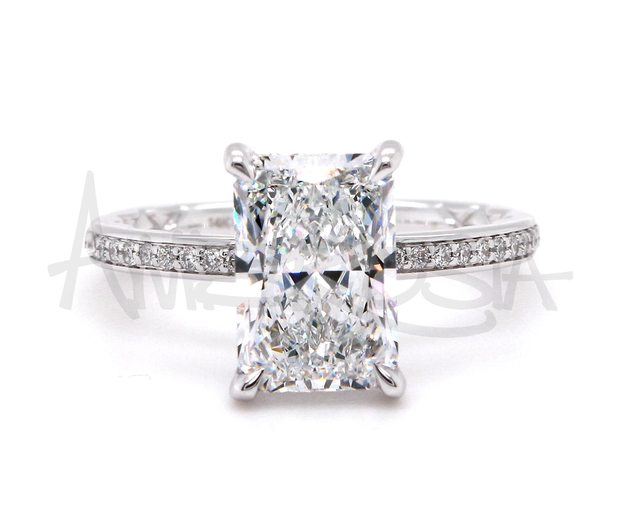 Classic Radiant Hidden Halo Engagement Ring