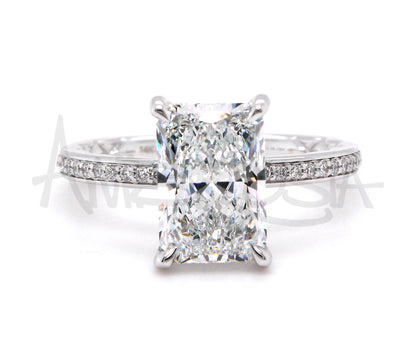 Classic Radiant Hidden Halo Engagement Ring