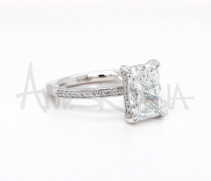 Classic Radiant Hidden Halo Engagement Ring