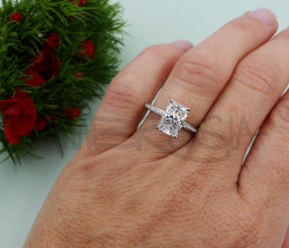 Classic Radiant Hidden Halo Engagement Ring