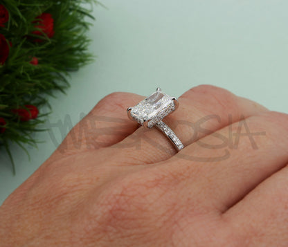 Classic Radiant Hidden Halo Engagement Ring