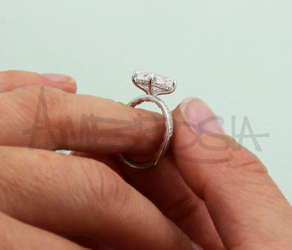 Classic Radiant Hidden Halo Engagement Ring