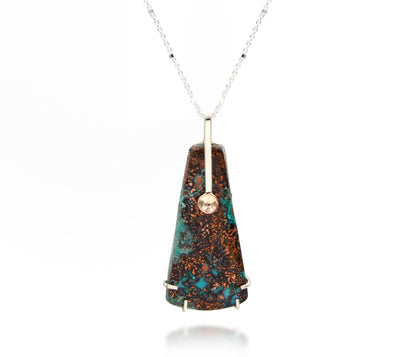 Confetti Chrysocolla Rose Gold Dimple Necklace