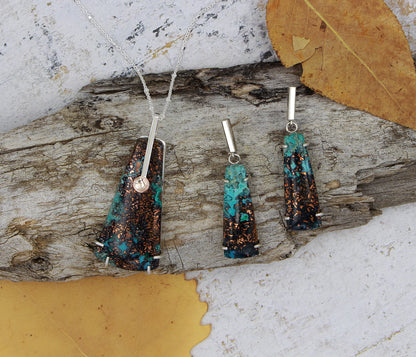 Confetti Chrysocolla Rose Gold Dimple Necklace