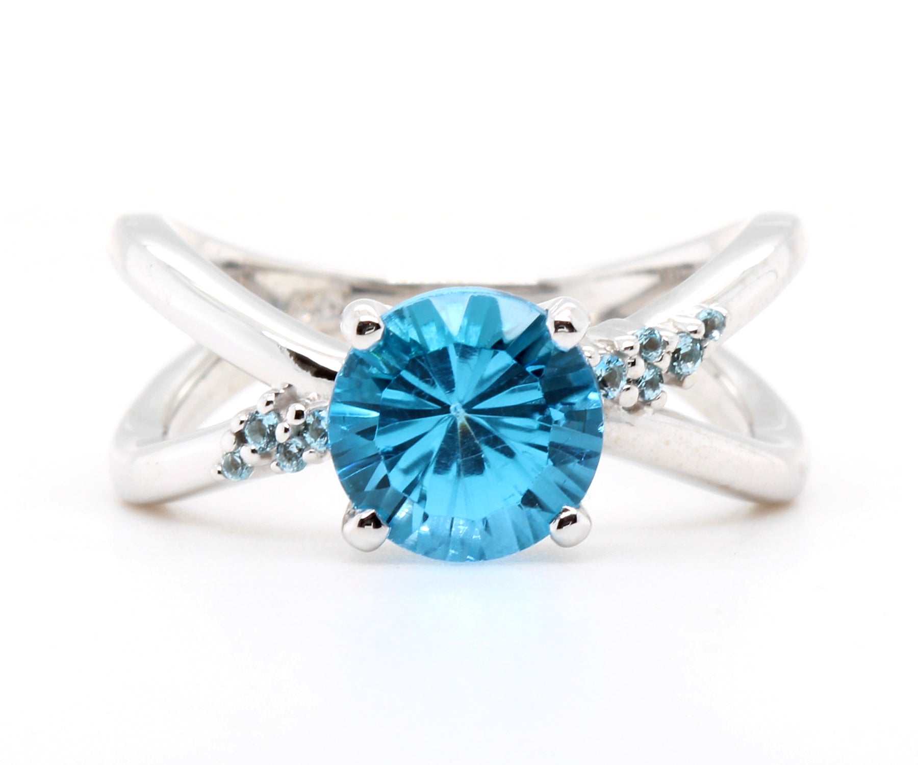 Criss Cross Starburst Blue Topaz Ring