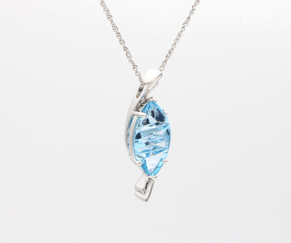 Curved Marquise Blue Topaz Necklace