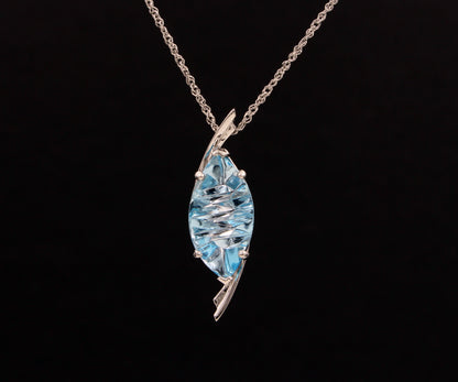 Curved Marquise Blue Topaz Necklace