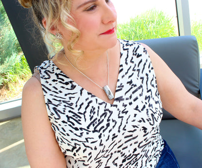 Modern Platinum Druzy Necklace