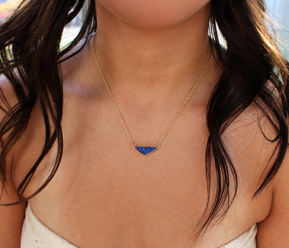 Medium Triangle Blue Druzy Necklace